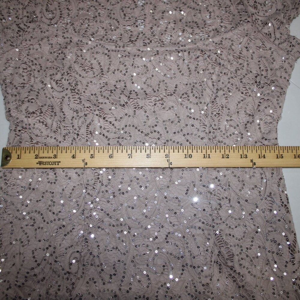 Dress Barn Sz 10 Mauve Lavender Silver Sequin Lined Eyelets Nylon Dress - Picture 12 of 16